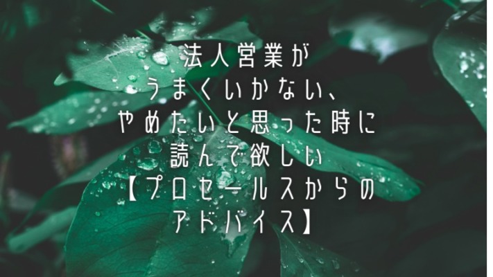 法人営業がうまくいかない、やめたいと思った時に読んで欲しい【プロセールスからのアドバイス】