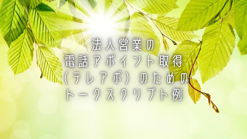法人営業の電話アポイント取得（テレアポ）のためのトークスクリプト例